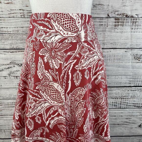 Talbots Skirt size 8 Petite Salmon Pink Paisley Knee A Line Modest Church Casual - Picture 3 of 9